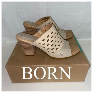 NWOB Born Laser Cut Block Heel Tan Leather Sz 10M
